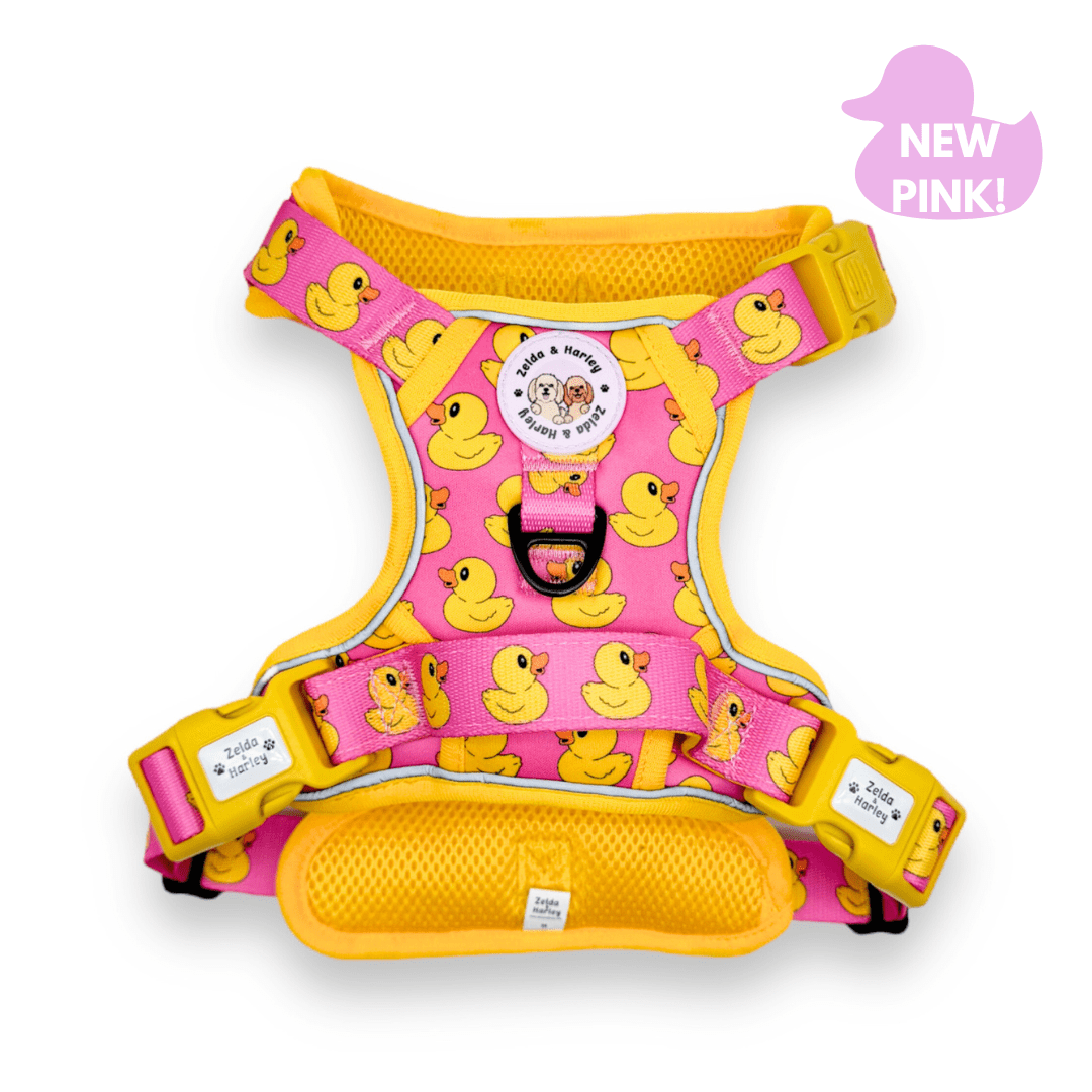 Zelda & Harley Harness S (13-22 lbs) Rubber Duckie Pink - Adventure No Pull Harness