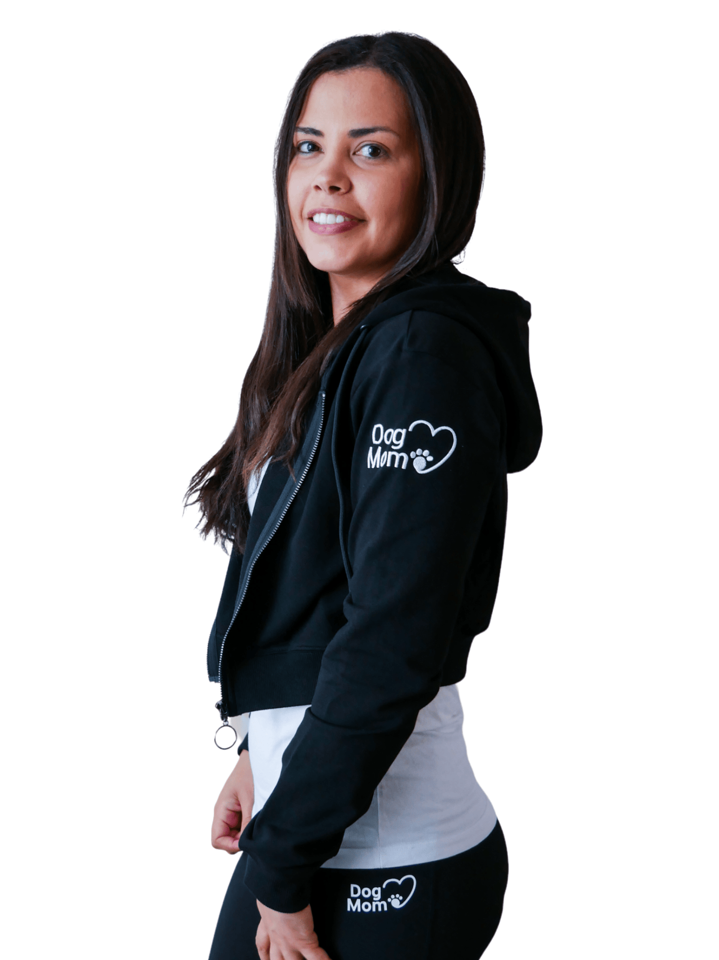 Zelda & Harley Apparel & Accessories Dog Mom Crop Top Hoodie - Black