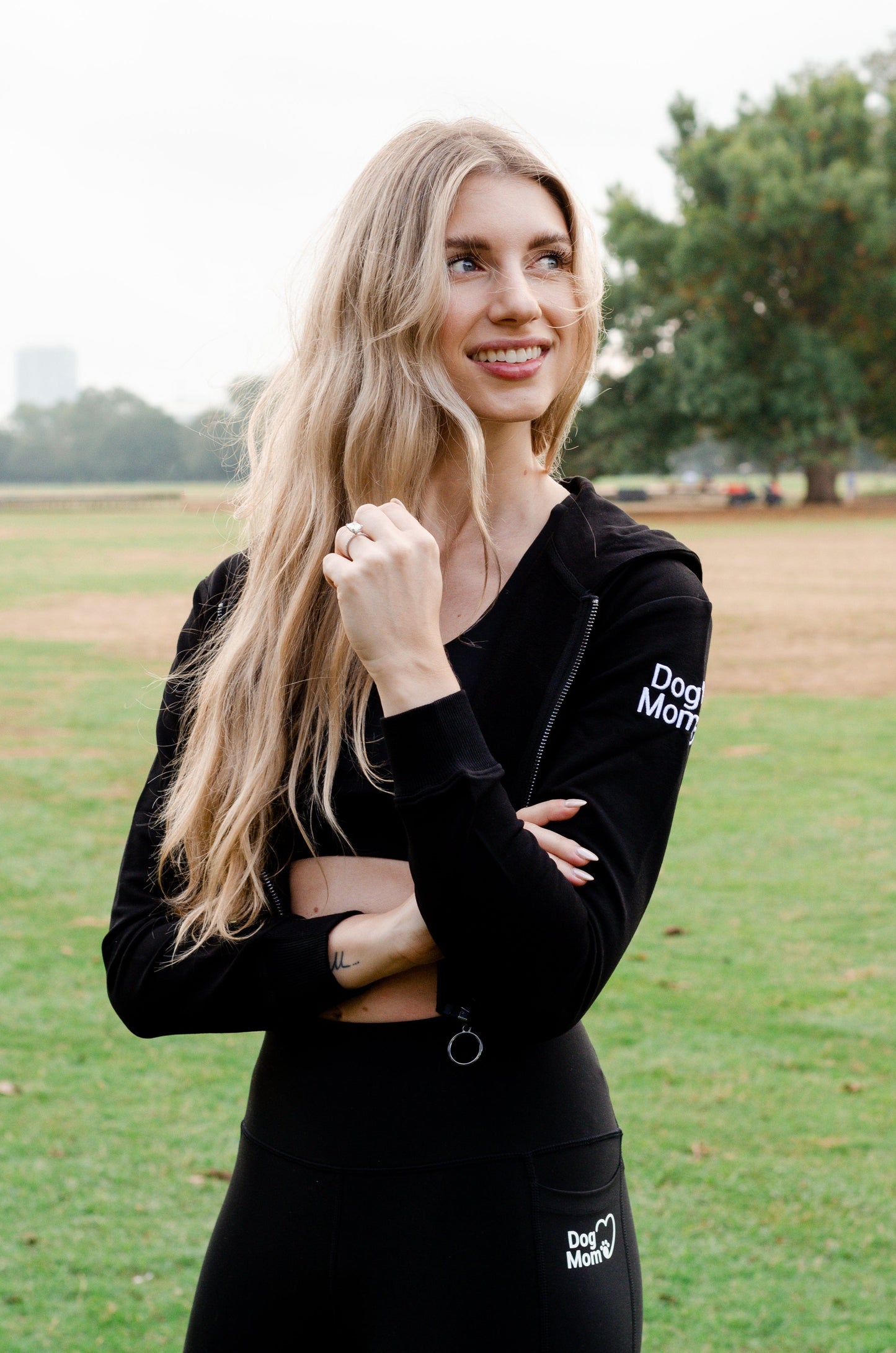 Zelda & Harley Apparel & Accessories Dog Mom Crop Top Hoodie - Black