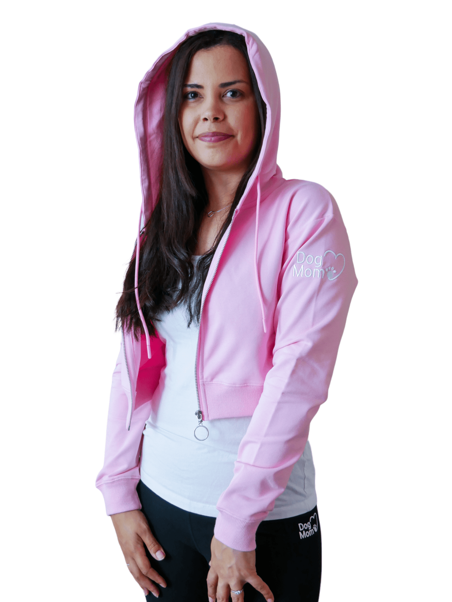 Zelda & Harley Apparel & Accessories Dog Mom Crop Top Hoodie - Pink