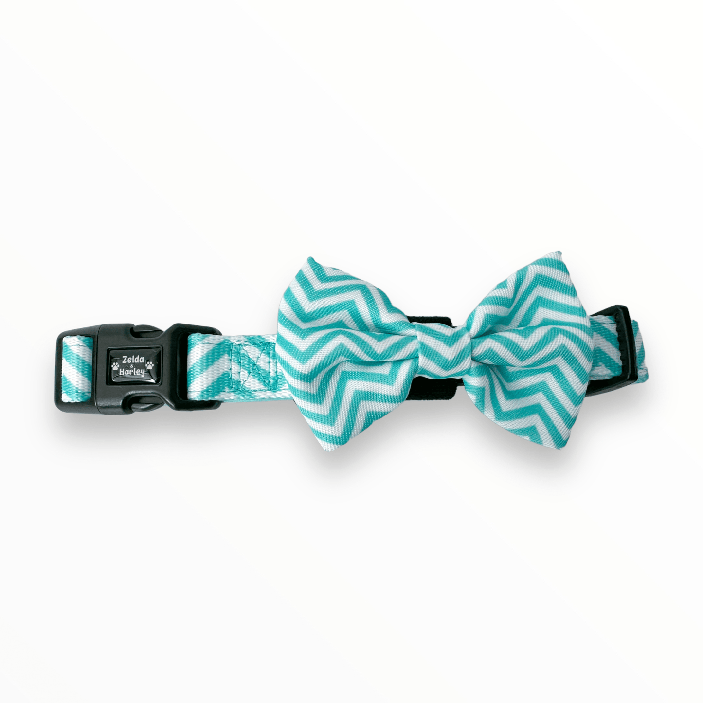 Zelda & Harley Collar Zig Zag Wag Collar & Free Bow Tie - Pastel Green