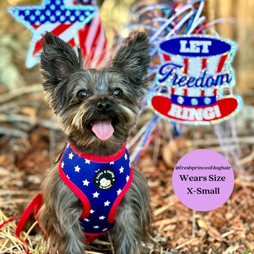 Zelda & Harley Reversible Harness Stars & Stripes - Reversible Dog Harness