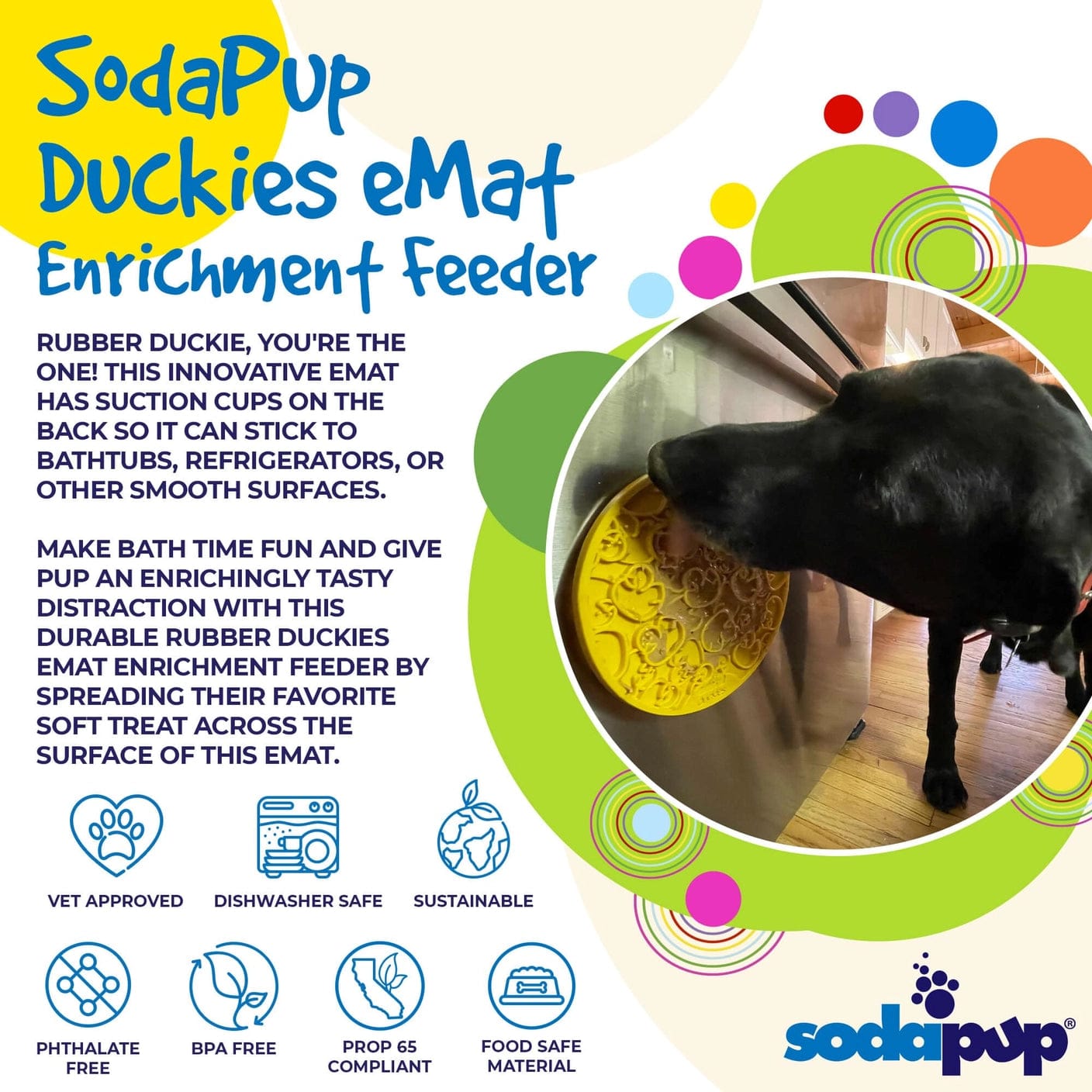 SodaPup Toys Duckies Design Emat Enrichment Lick Mat with Suction Cups