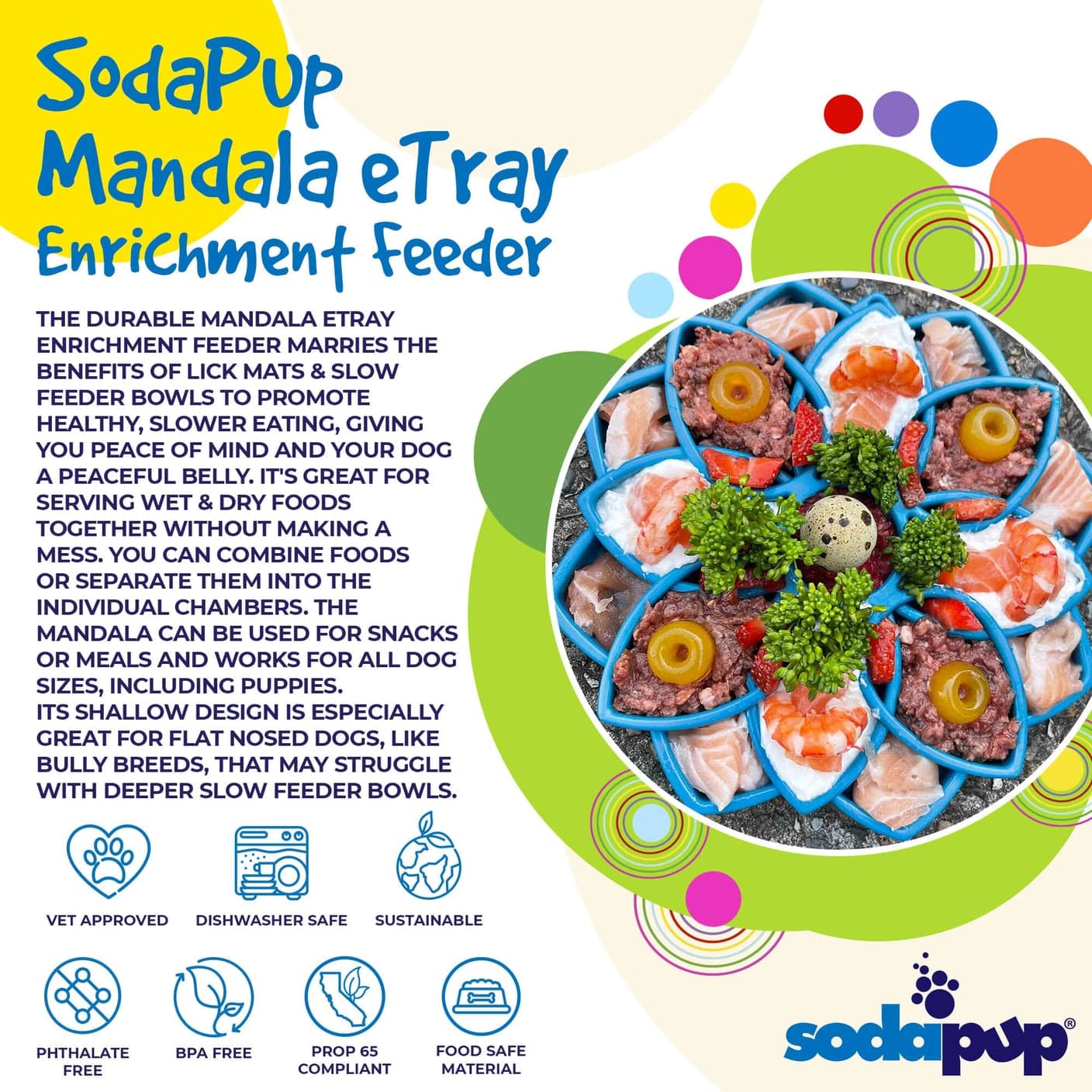 SodaPup Toys Mandala Design Etray Enrichment Tray For Dogs