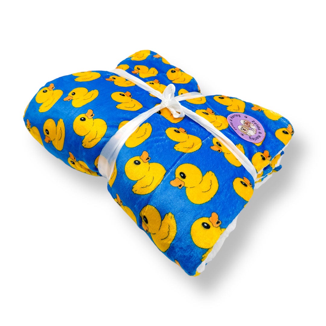 Zelda & Harley Dog Blanket Rubber Duckie Blue Dog Blanket