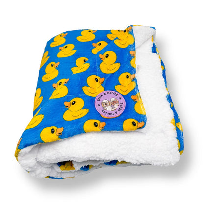 Zelda & Harley Dog Blanket Rubber Duckie Blue Dog Blanket