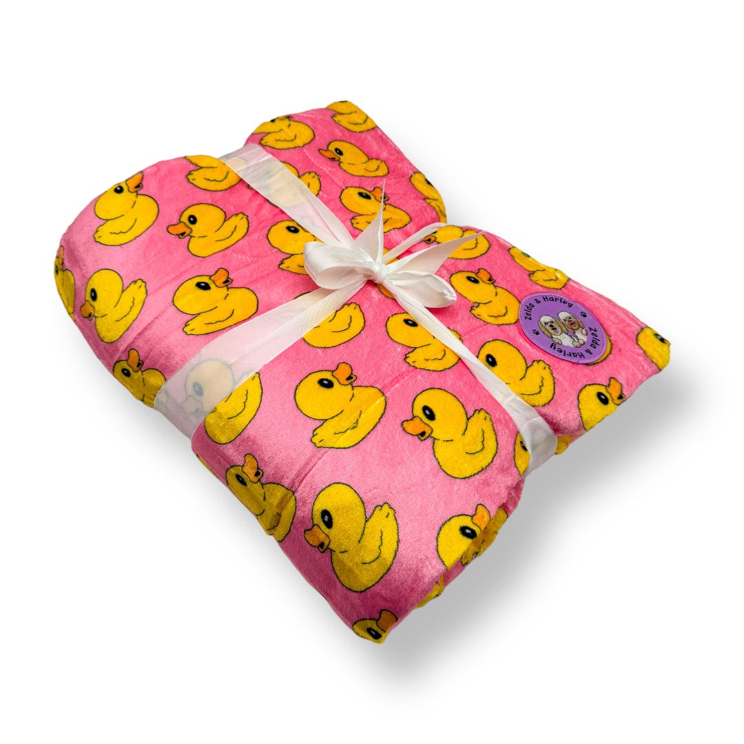 Zelda & Harley Dog Blanket Rubber Duckie Pink Dog Blanket