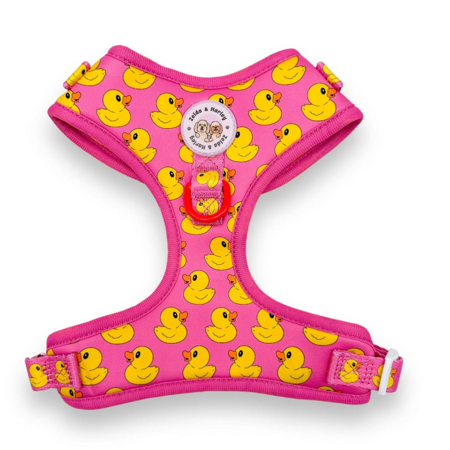 Zelda & Harley Harness Rubber Duckie Pink - No Pull Adjustable Dog Harness
