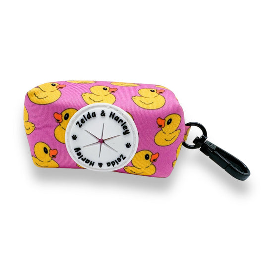 Zelda & Harley Poop Bag Holder Rubber Duckie Waste Bag Holder - Pink