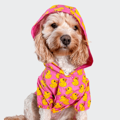Zelda & Harley Raincoat Rubber Duckie Reversible Dog Raincoat - Pink