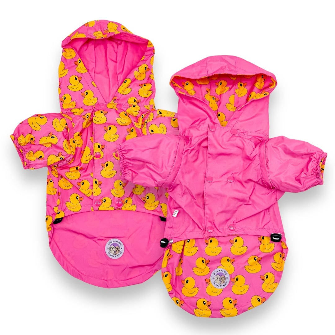 Zelda & Harley Raincoat Rubber Duckie Reversible Dog Raincoat - Pink