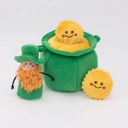 Zippy Paws Animals & Pet Supplies St. Patrick's Burrow® - Pot of Gold - Plush Dog Toy