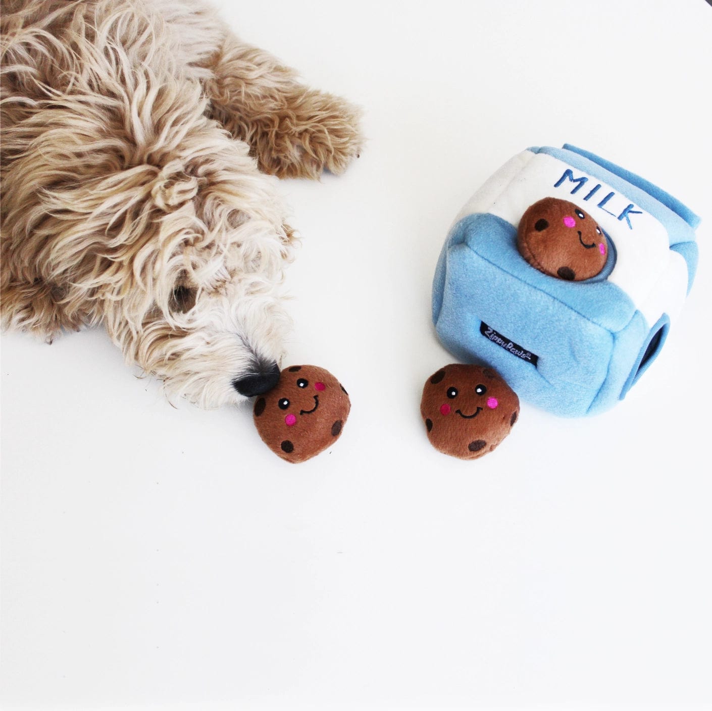 Zippy Paws Animals & Pet Supplies Zippy Burrow® - Milk and Cookies - Plush Dog Toy