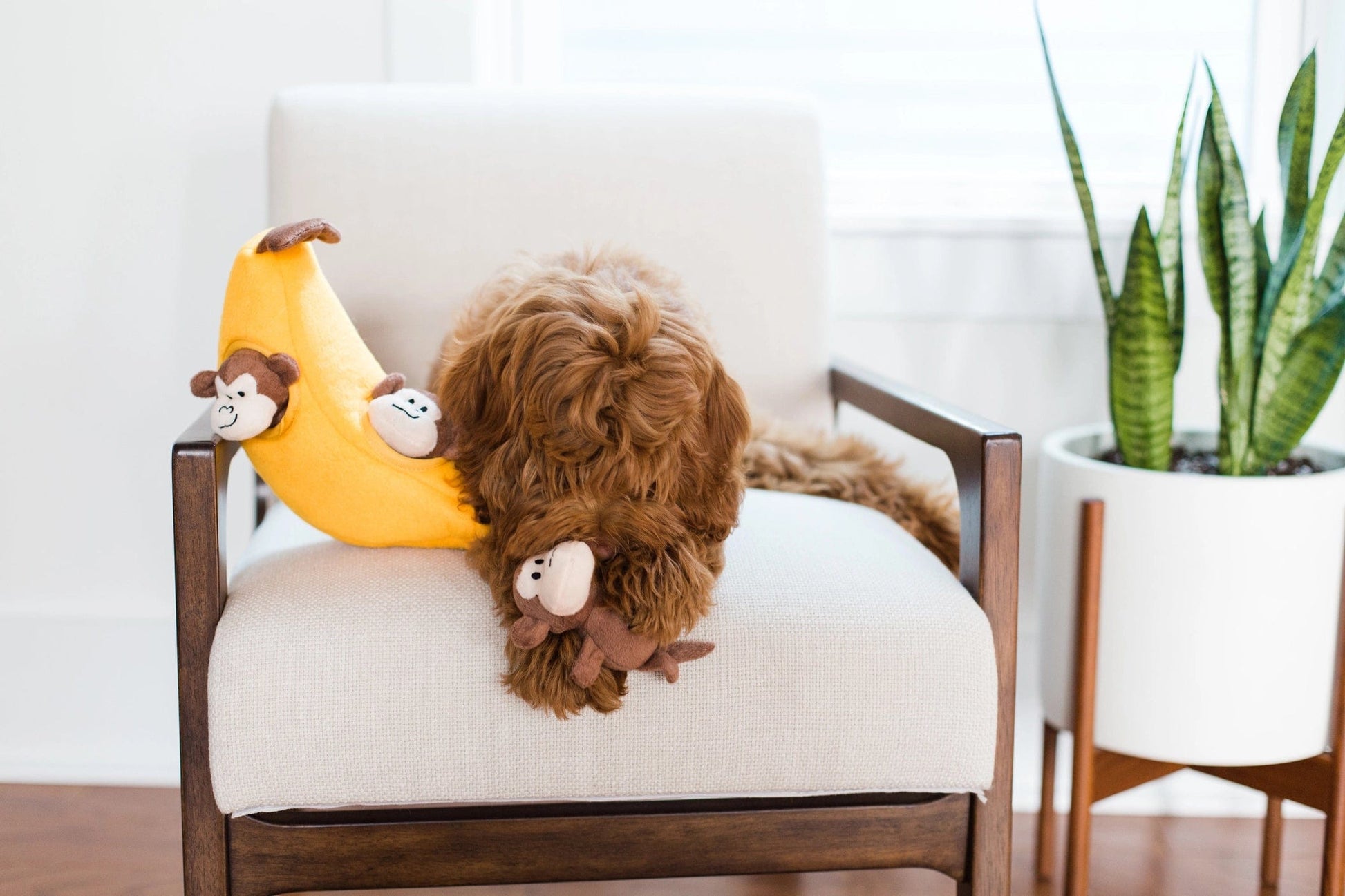 Zippy Paws Animals & Pet Supplies Zippy Burrow® - Monkey 'n Banana - Plush Dog Toy