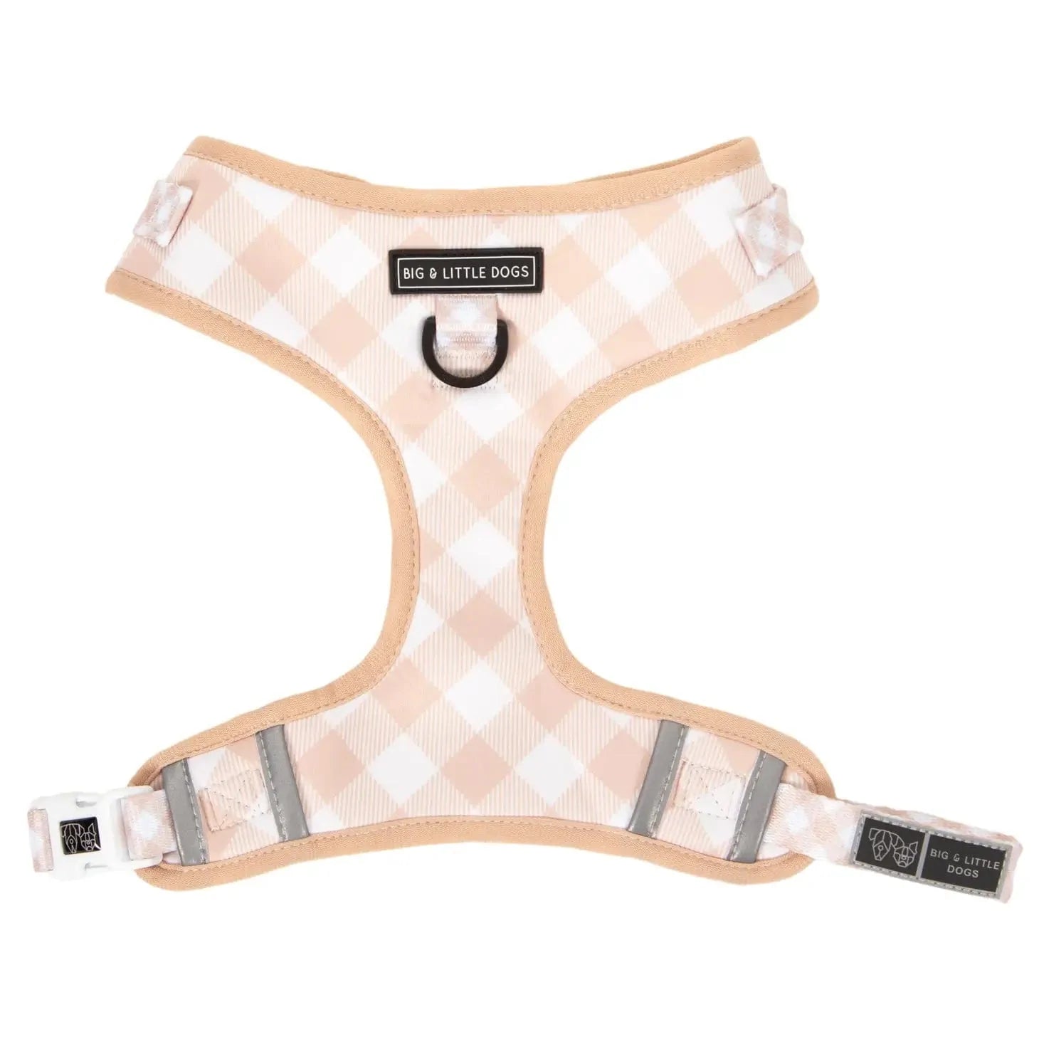 Big and Little Dogs Harness Latte Gingham - No Pull Adjustable Dog Harness