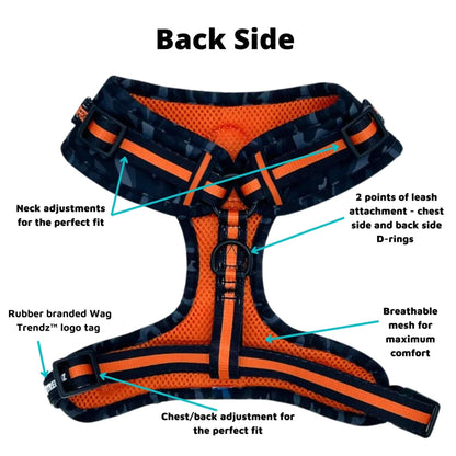 Wag Trendz Harness Orange Camo Chic (SHēk) - No Pull Adjustable Dog Harness