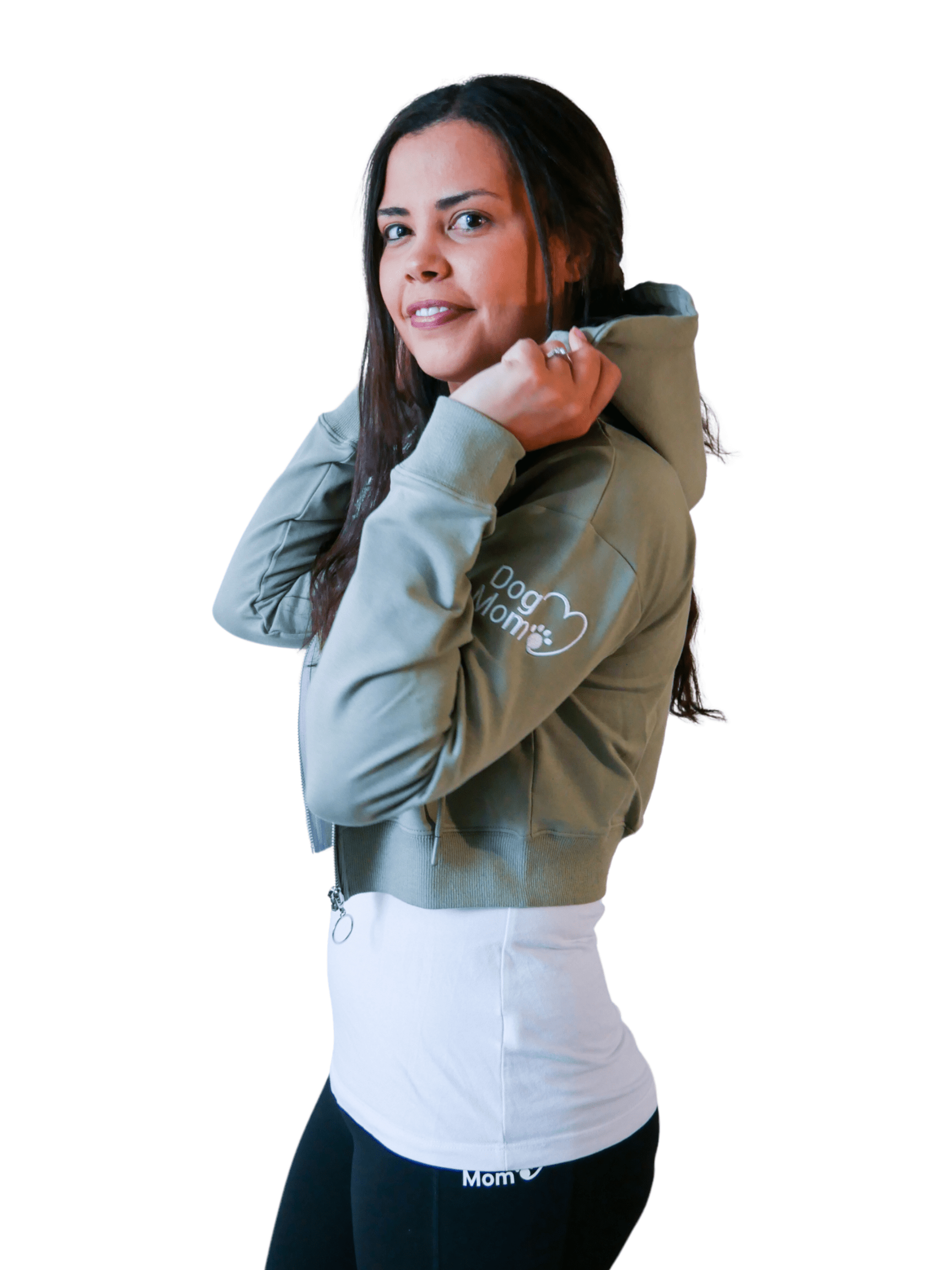 Dog Mom Crop Top Hoodie Army Green The Dog Mom Store