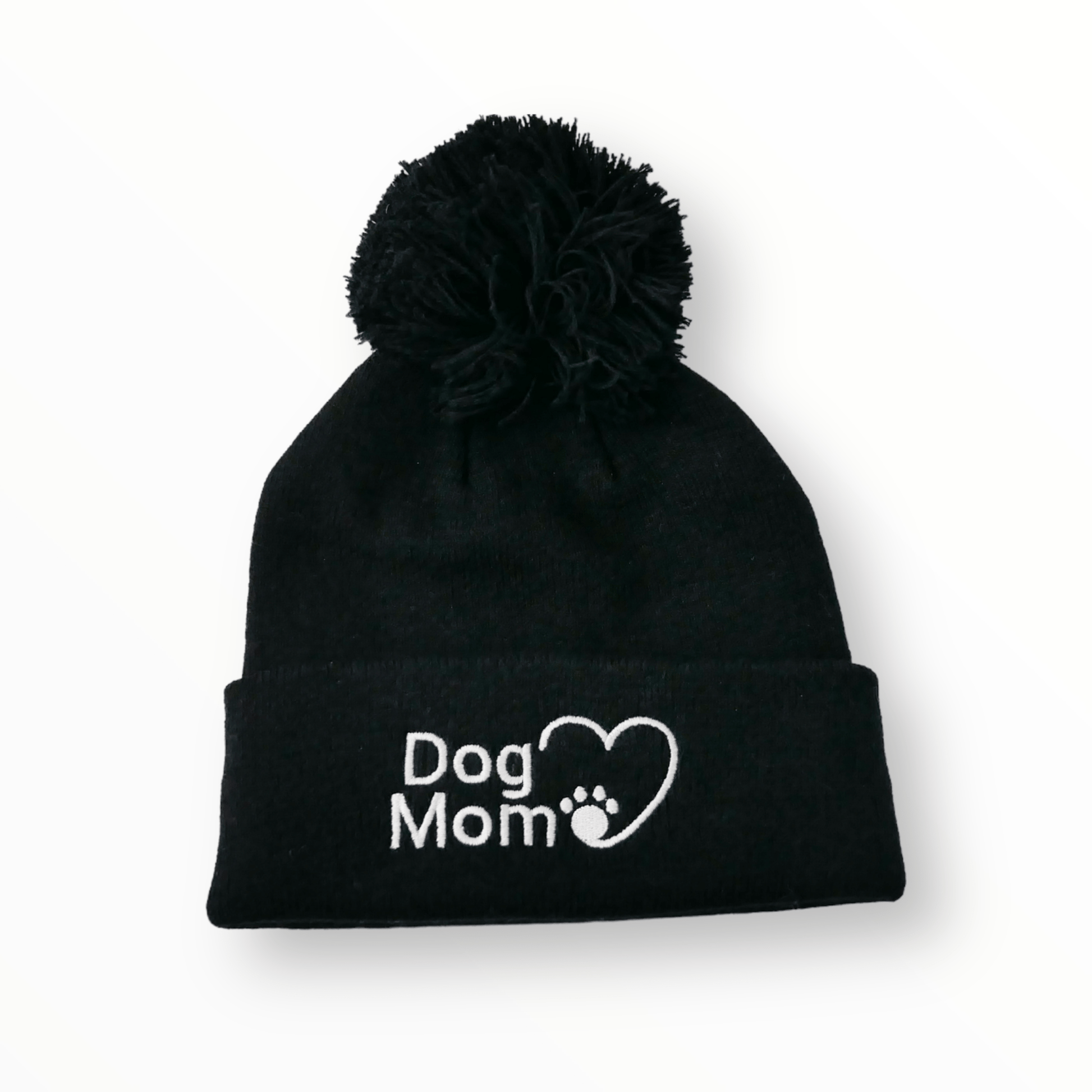 Zelda & Harley Beanie Dog Mom Bobble Beanie - Black